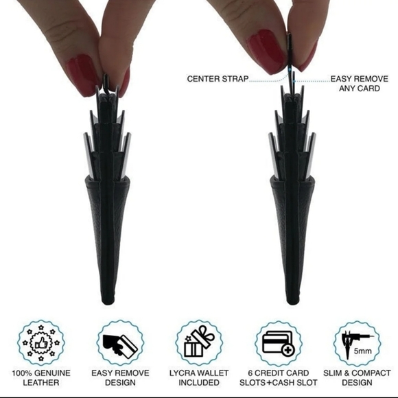 Front Pocket Slim Cardholder Leather Wallet - Picture 3 of 7